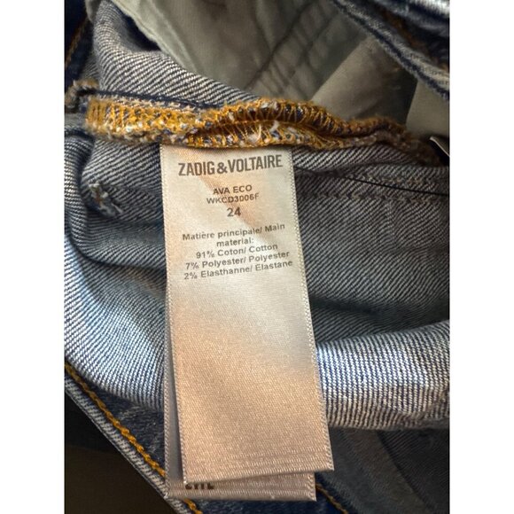 Zadig & Voltaire Ava Eco Denim Jeans Straight Leg Size 24 - Picture 3 of 3